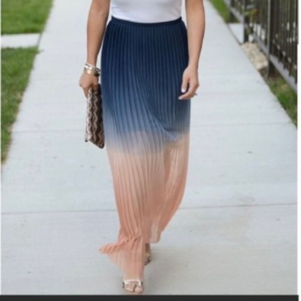 NWT Cynthia Rowley Women's Pleated Ombre Maxi Skirt, XS